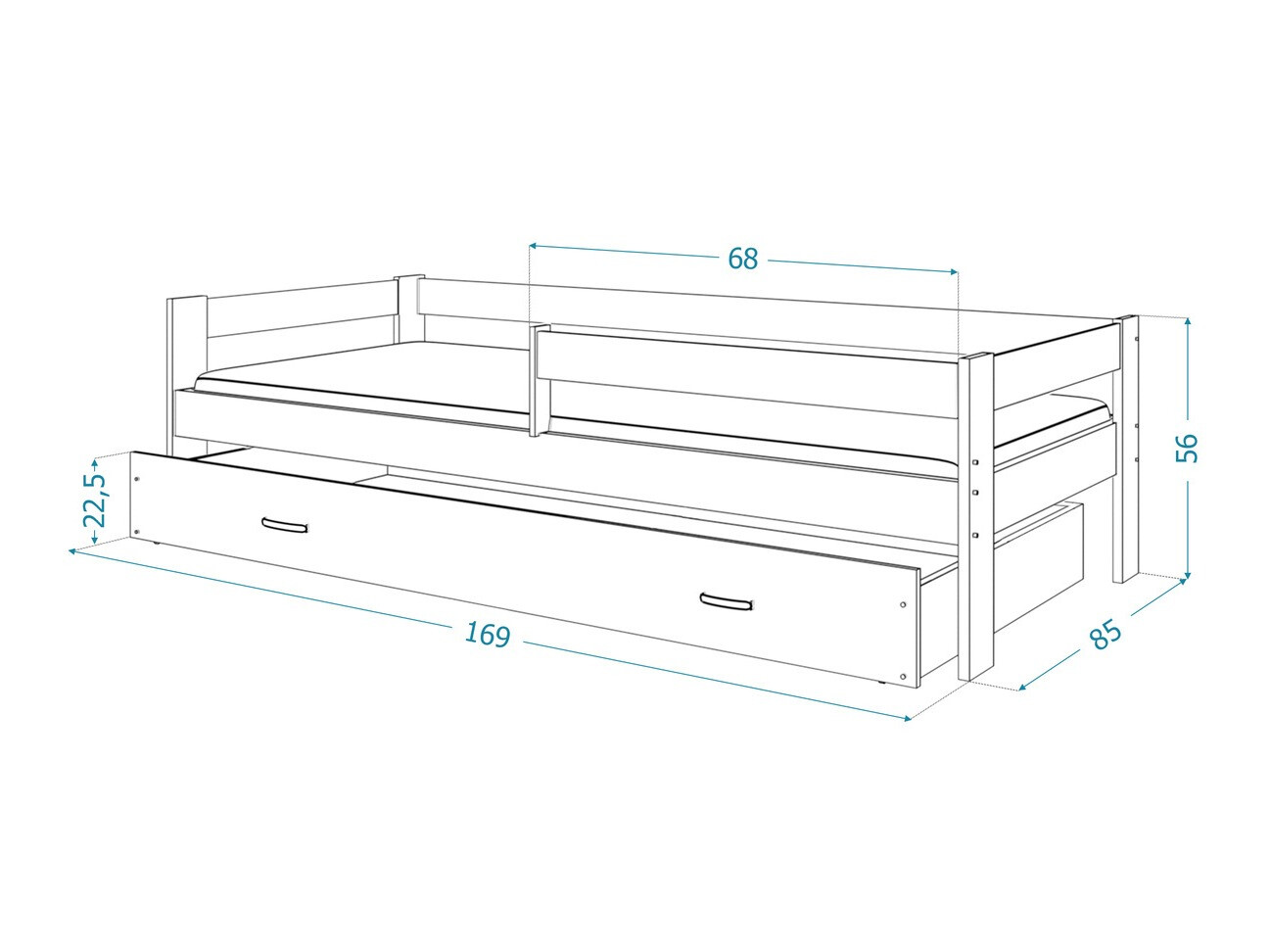Bed Aurora 125 (Wit)