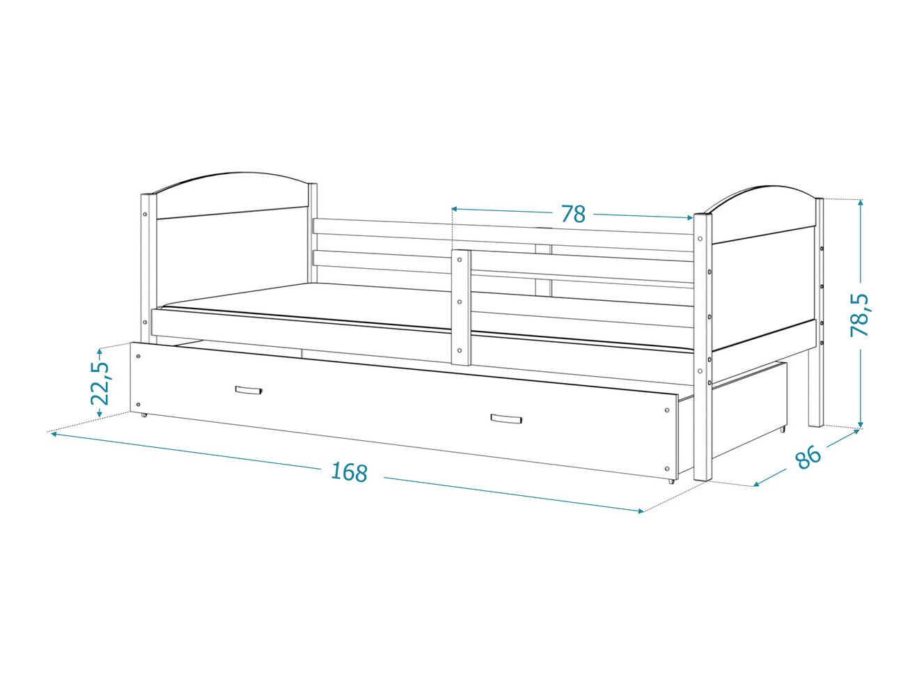 Bed Aurora 127 (Grijs)