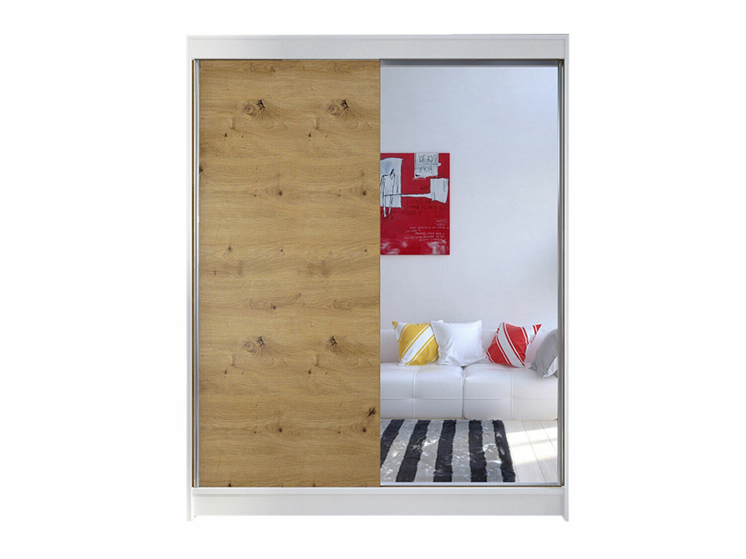 Kledingkast Closico 140 (Wit + Artisan eiken)