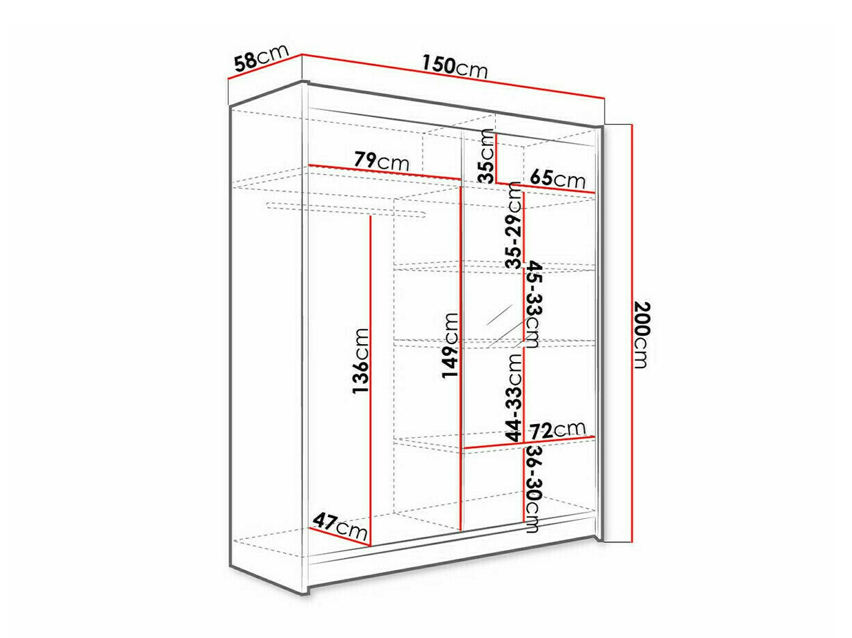 Kledingkast Closico 140 (Wit + Artisan eiken)