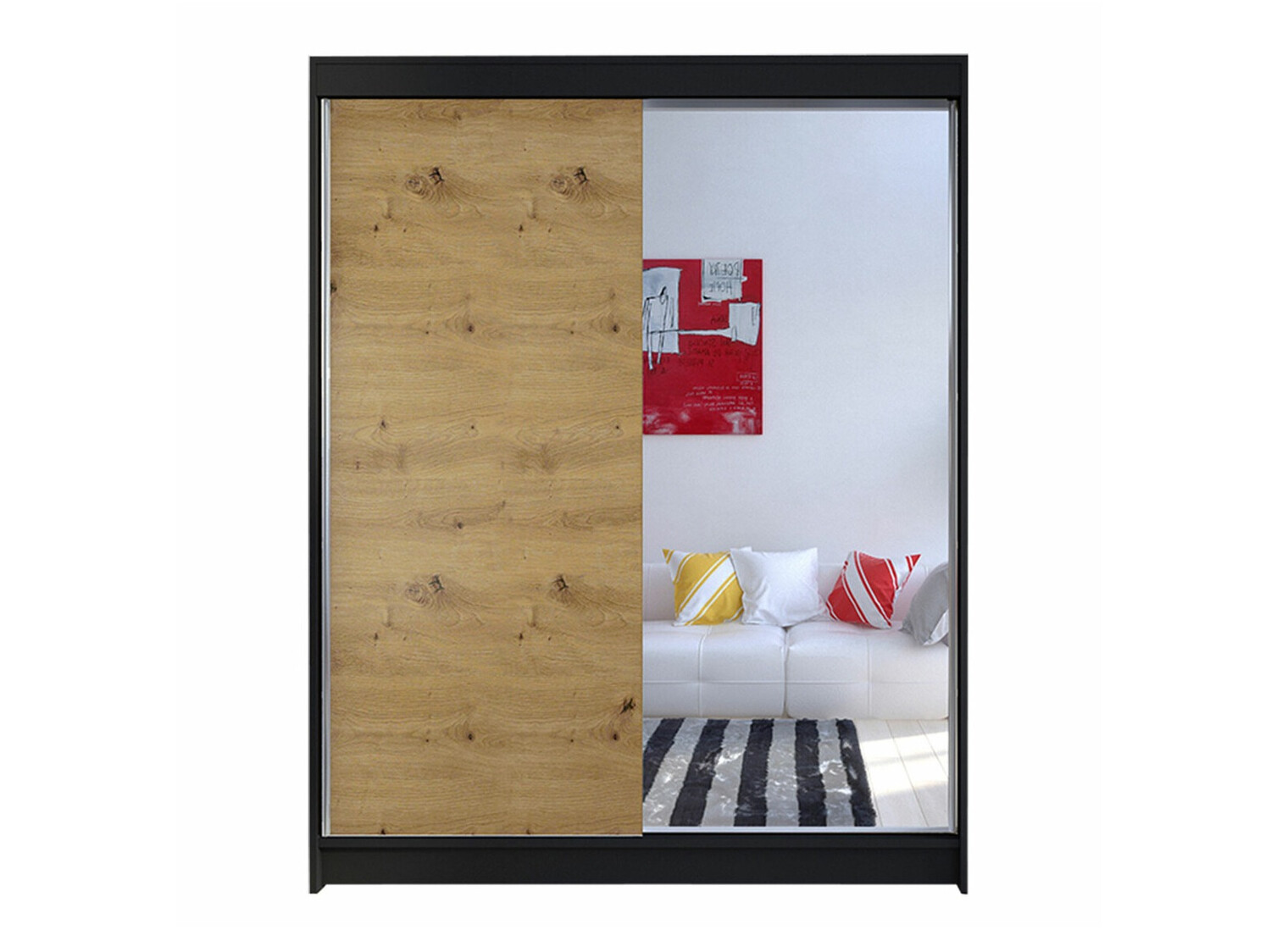 Kledingkast Closico Vastor I (Zwart + Artisan eiken)