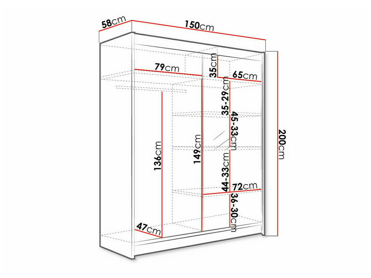 Kledingkast Closico Vastor I (Zwart + Artisan eiken)