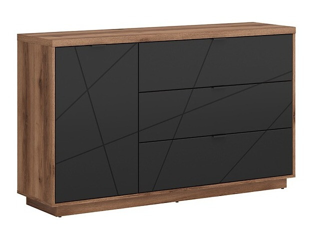 Ladekast Fivale 100 (Donker delano-eik + Matzwart)