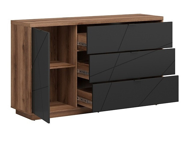 Ladekast Fivale 100 (Donker delano-eik + Matzwart)