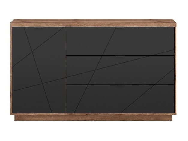 Ladekast Fivale 100 (Donker delano-eik + Matzwart)