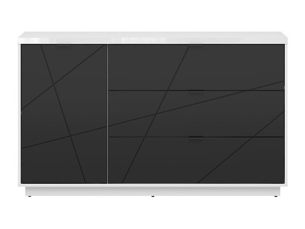 Ladekast Fivale 100 (Glanzend wit + Matzwart)