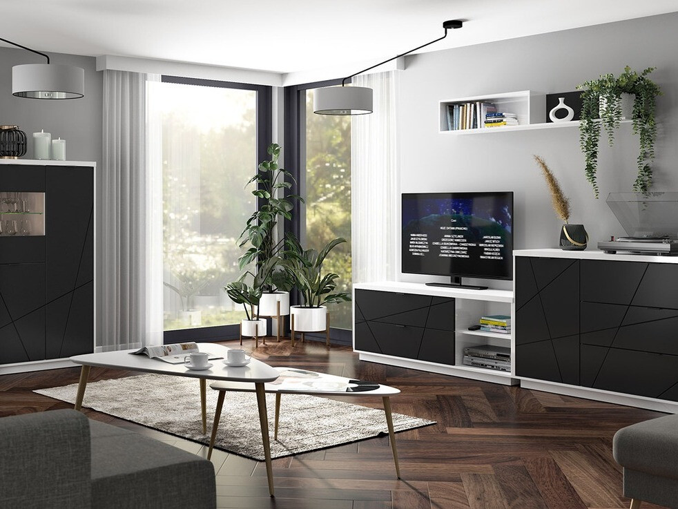 Ladekast Fivale 100 (Glanzend wit + Matzwart)