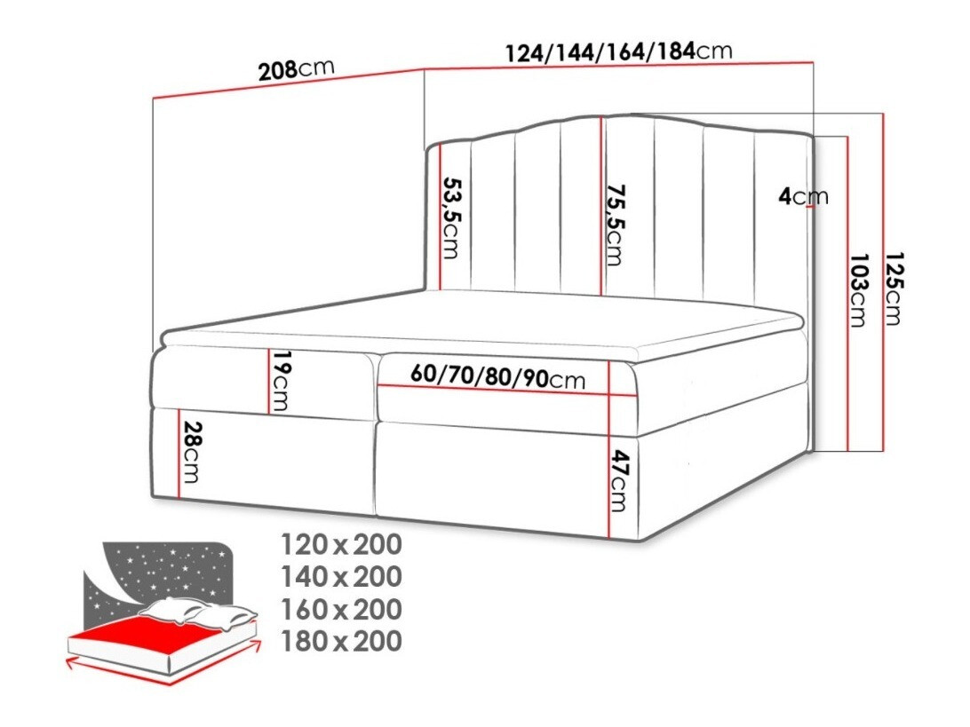 Boxspring Baltimore 153 (Soft 017)