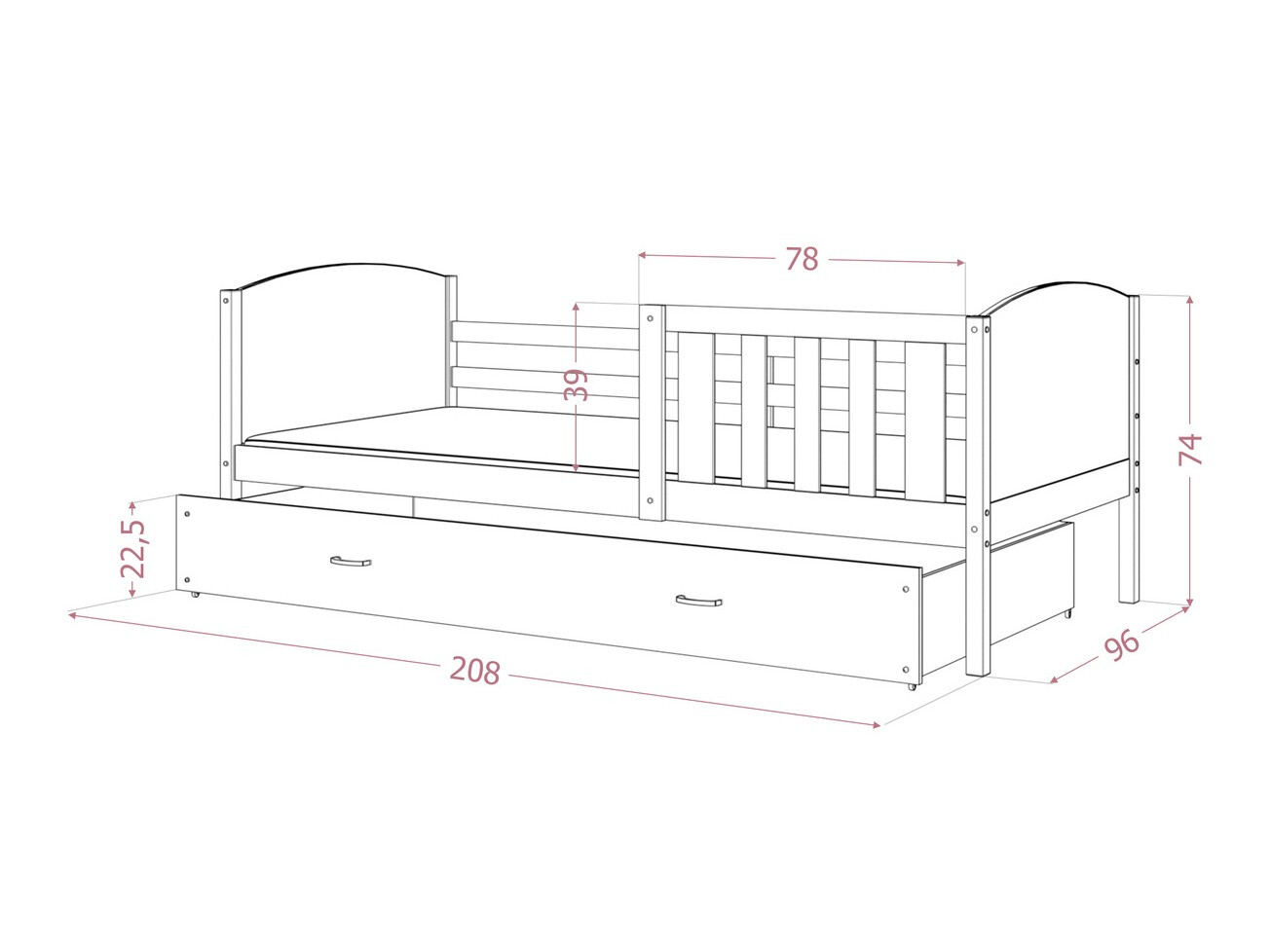Bed Aurora 131 (Grijs)