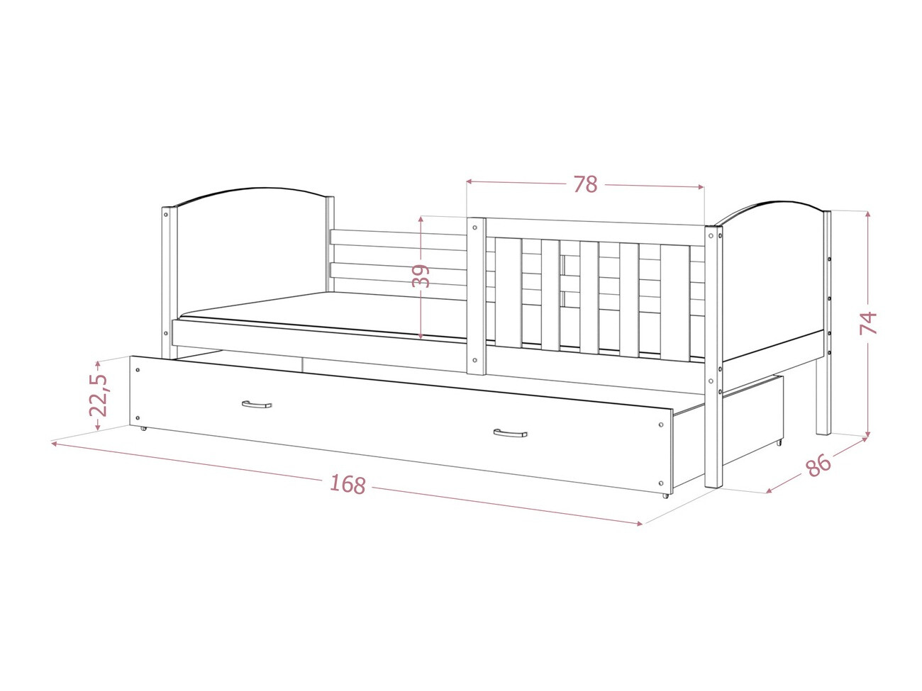 Bed Aurora 131 (Grijs)