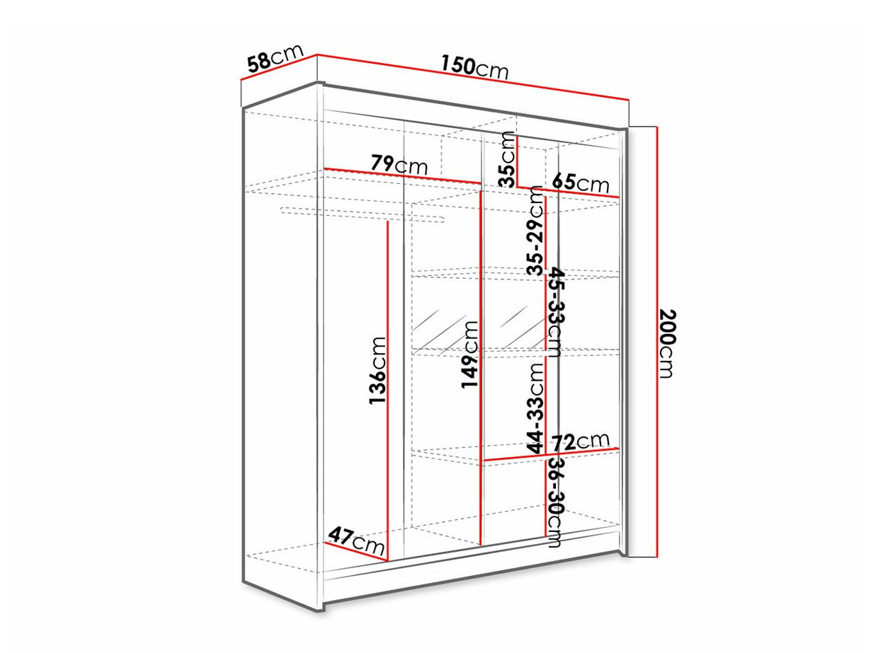 Kledingkast Closico 141 (Wit + Artisan eiken)