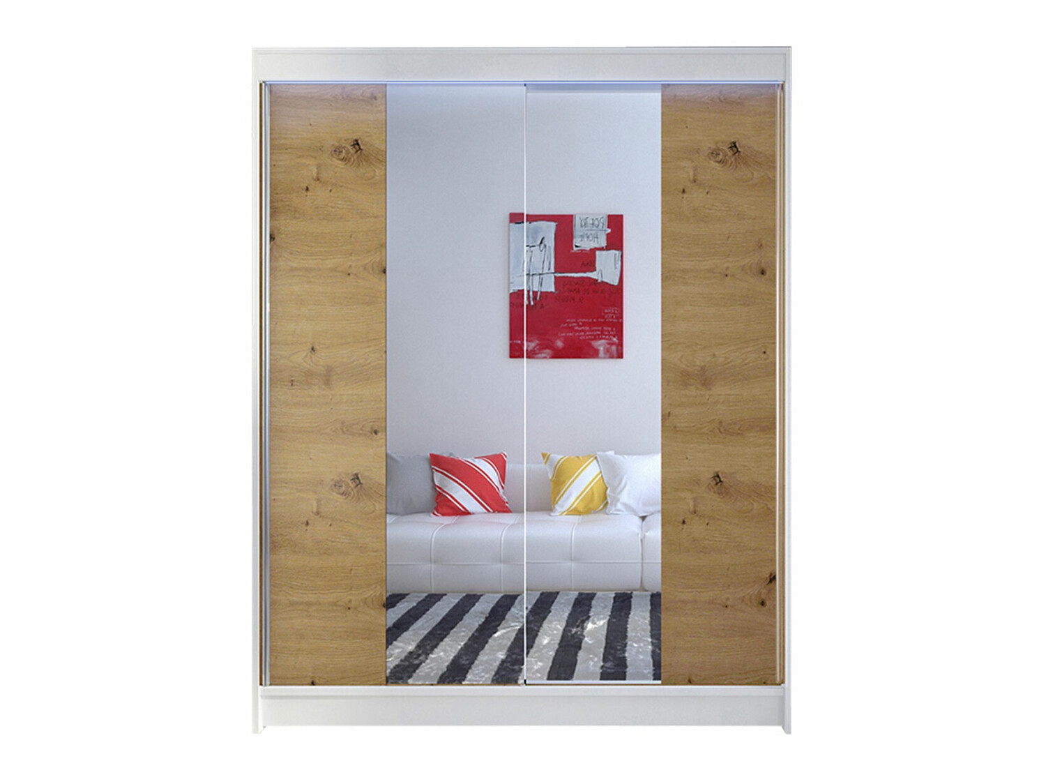 Kledingkast Closico 141 (Wit + Artisan eiken)