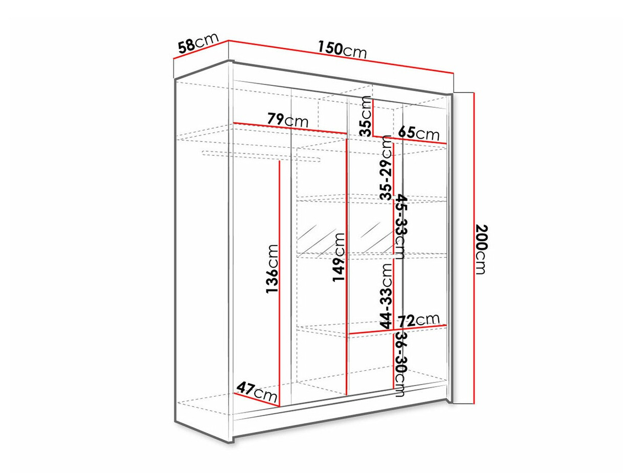 Kledingkast Closico 141 (Wit + Artisan eiken)