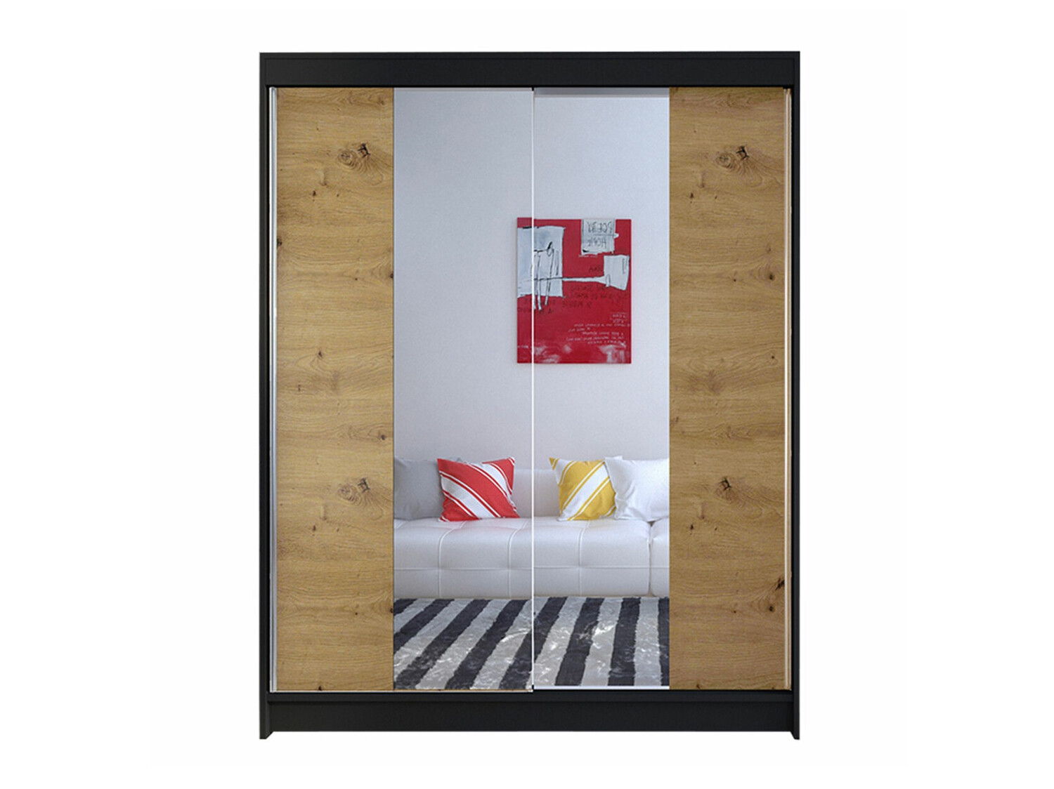 Kledingkast Closico Vastor II (Zwart + Artisan eiken)