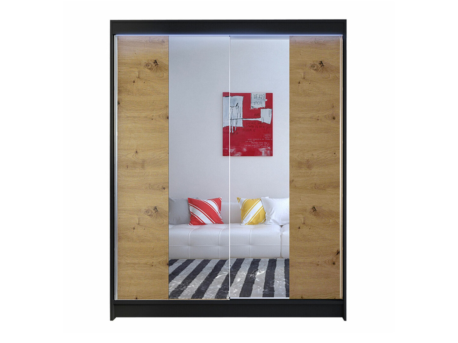 Kledingkast Closico Vastor II (Zwart + Artisan eiken)