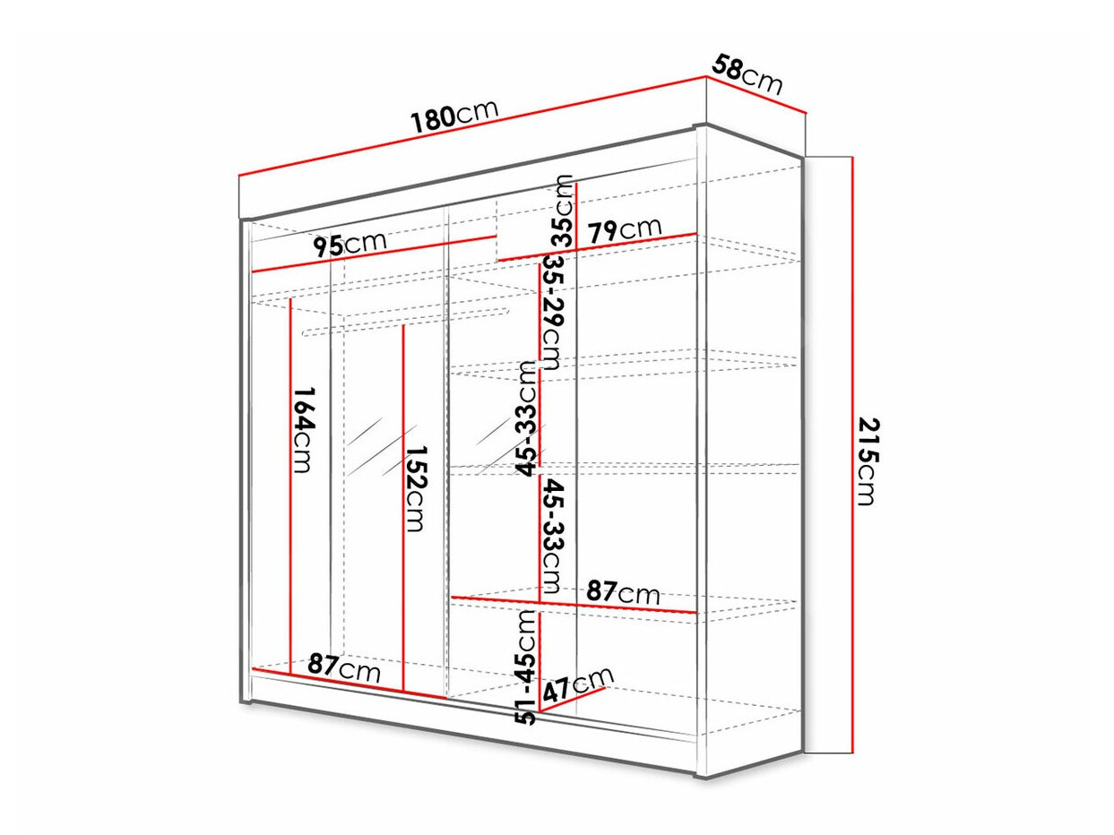 Kledingkast Closico 138 (Wit + Artisan eiken)