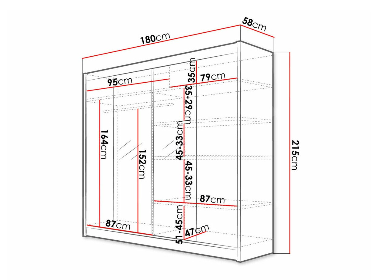 Kledingkast Closico 138 (Zwart + Artisan eiken)