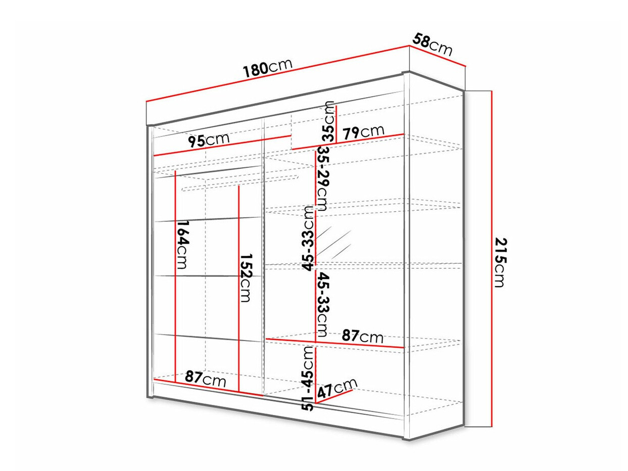 Kledingkast Closico 142 (Zwart + Artisan eiken)