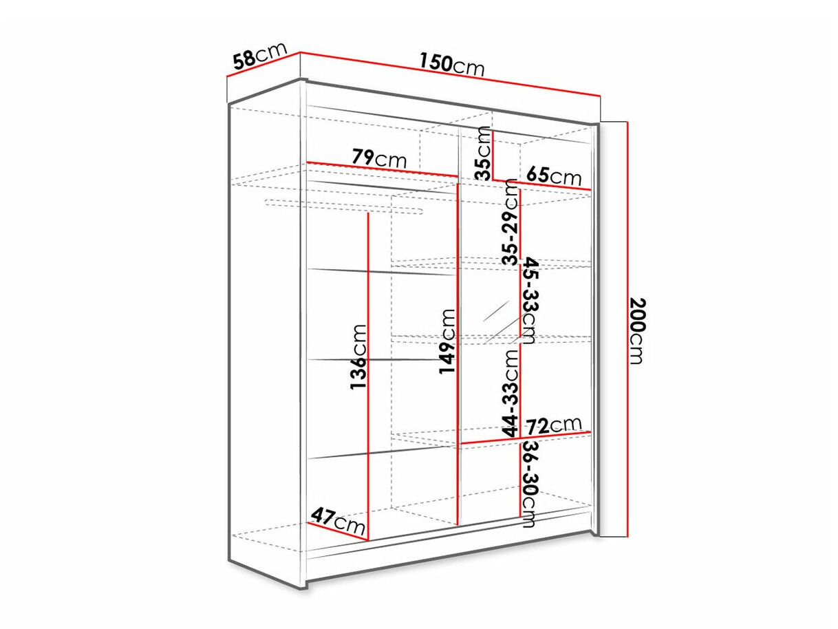 Kledingkast Closico 143 (Wit + Artisan eiken)