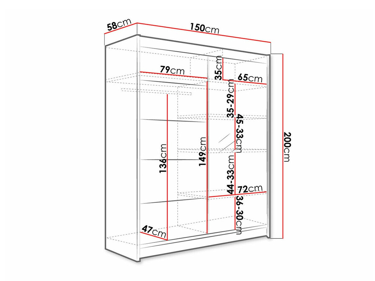 Kledingkast Closico 143 (Wit + Artisan eiken)