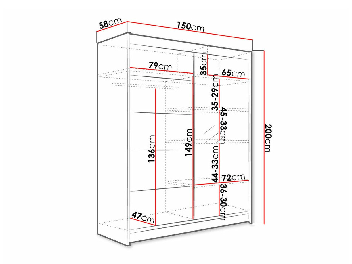 Kledingkast Closico 143 (Zwart + Artisan eiken)
