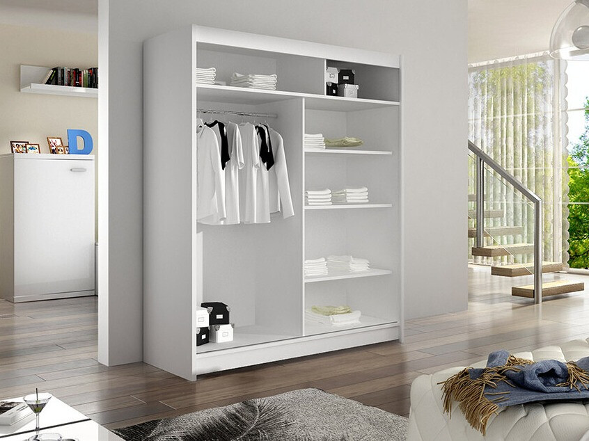 Kledingkast Closico 145 (Wit + Artisan eiken)