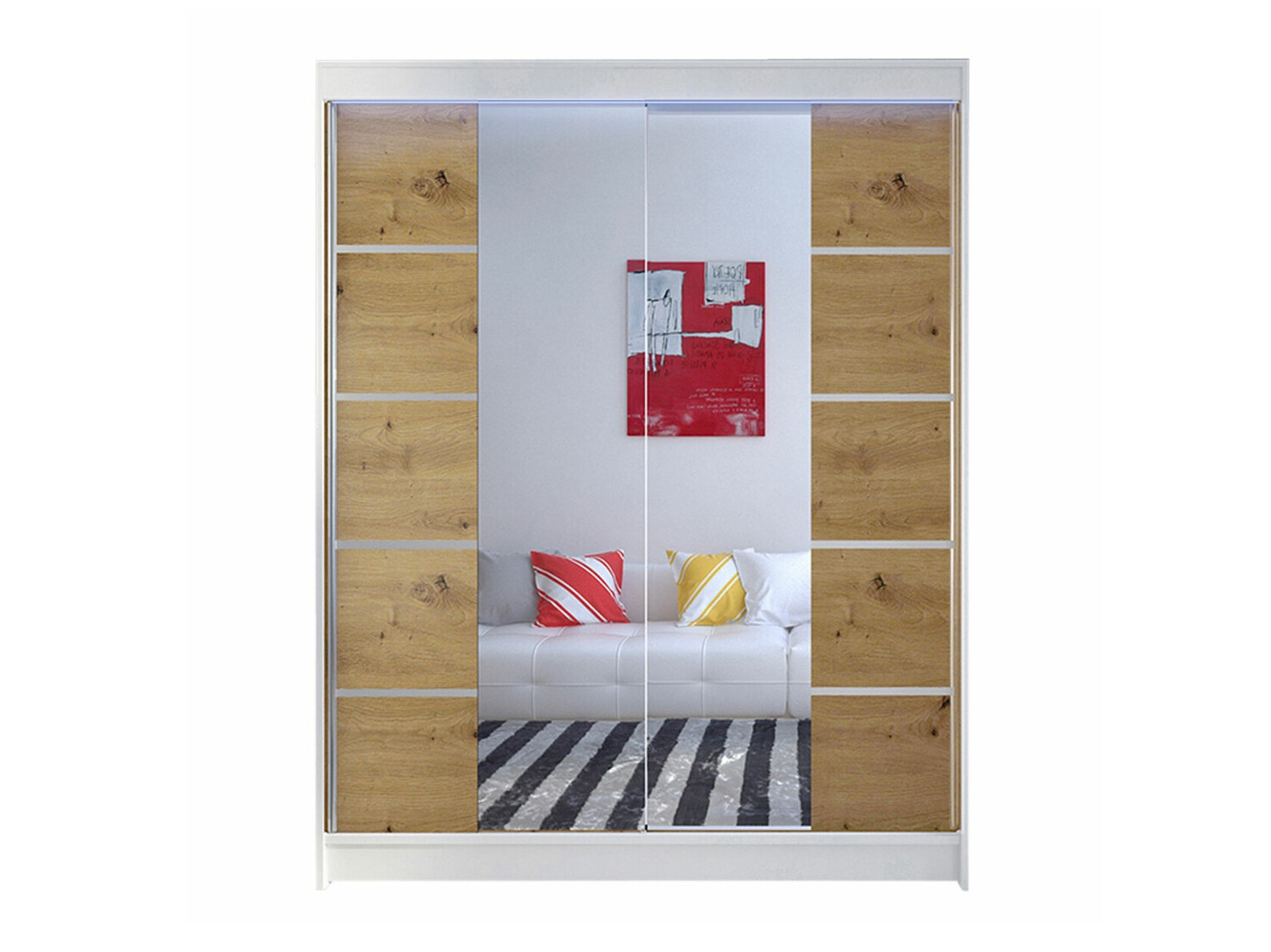 Kledingkast Closico 146 (Wit + Artisan eiken)