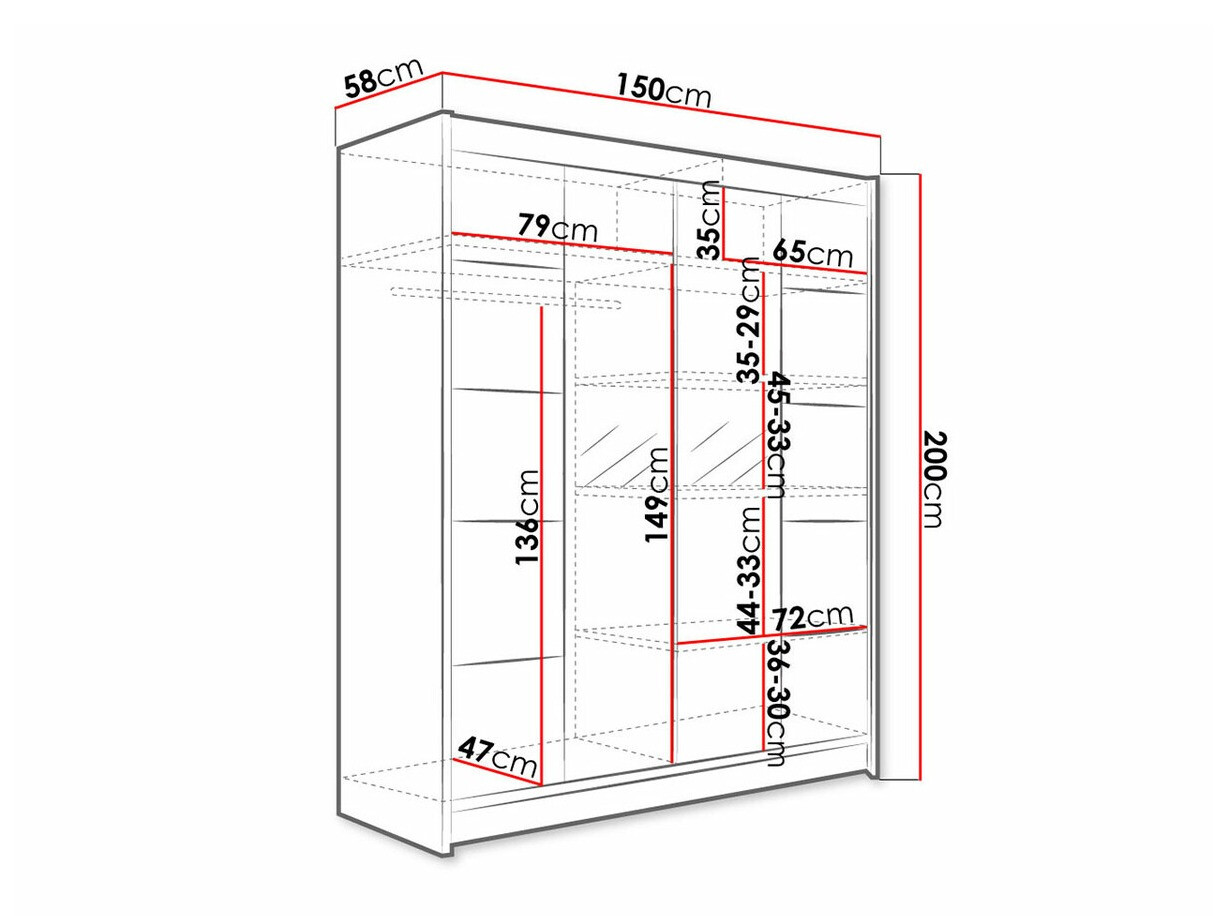 Kledingkast Closico 146 (Wit + Artisan eiken)