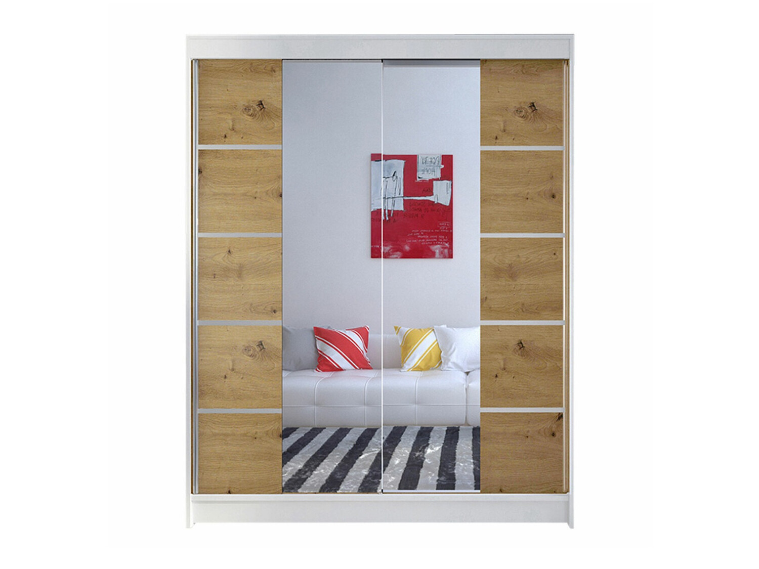 Kledingkast Closico Vastor V (Wit + Artisan eiken)