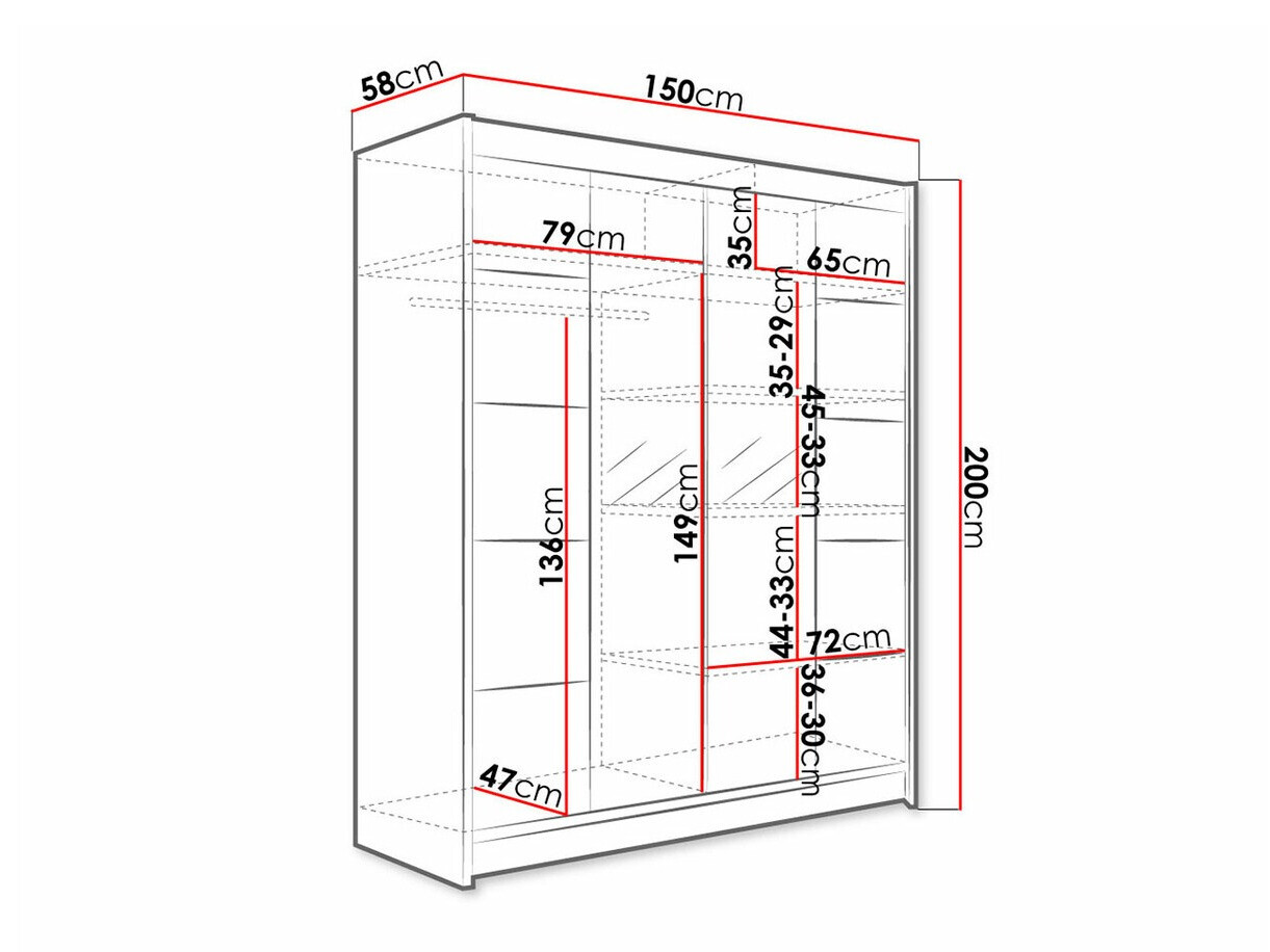 Kledingkast Closico Vastor V (Zwart + Artisan eiken)