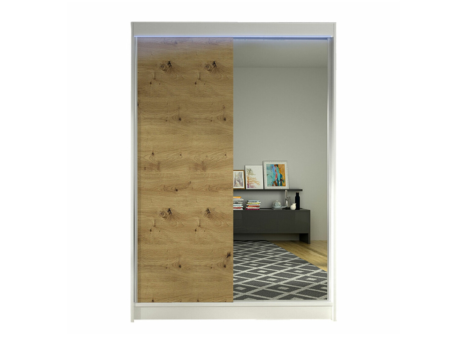 Kledingkast Closico 147 (Wit + Artisan eiken)