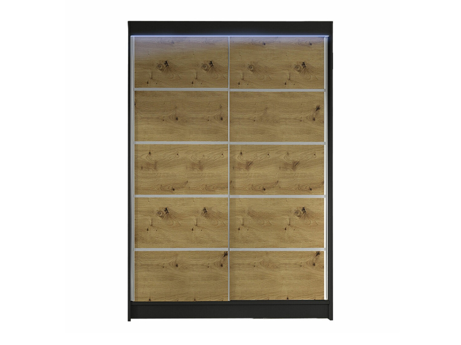 Kledingkast Closico 150 (Zwart + Artisan eiken)