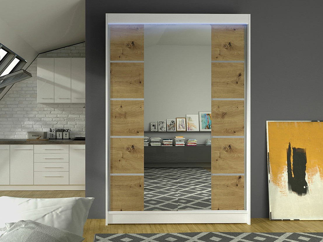 Kledingkast Closico 151 (Wit + Artisan eiken)