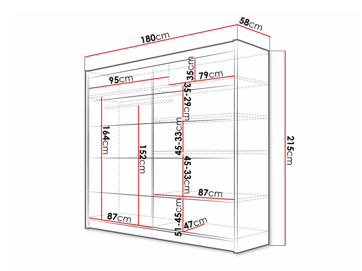 Kledingkast Closico 153 (Wit + Artisan eiken)
