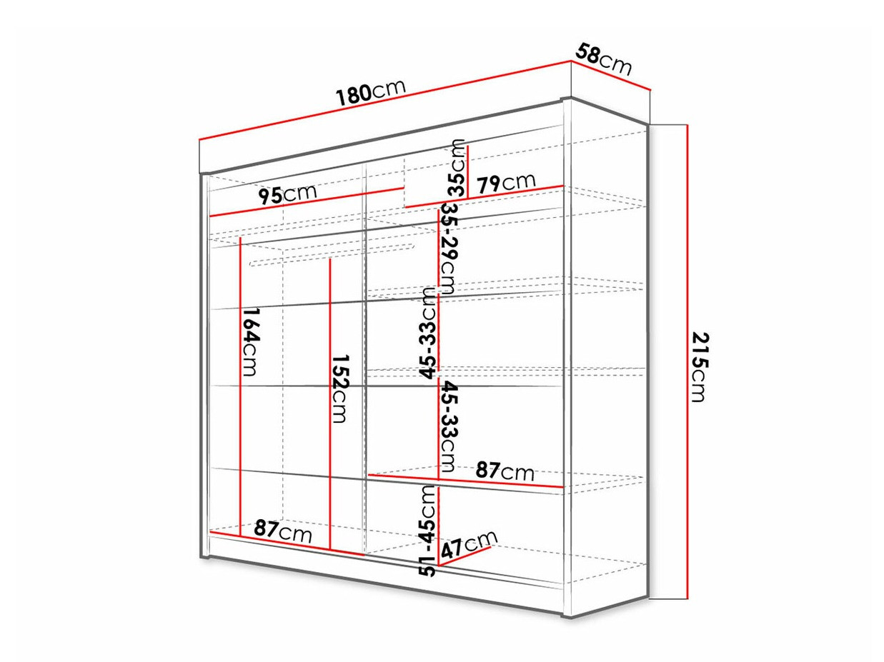 Kledingkast Closico 153 (Zwart + Artisan eiken)