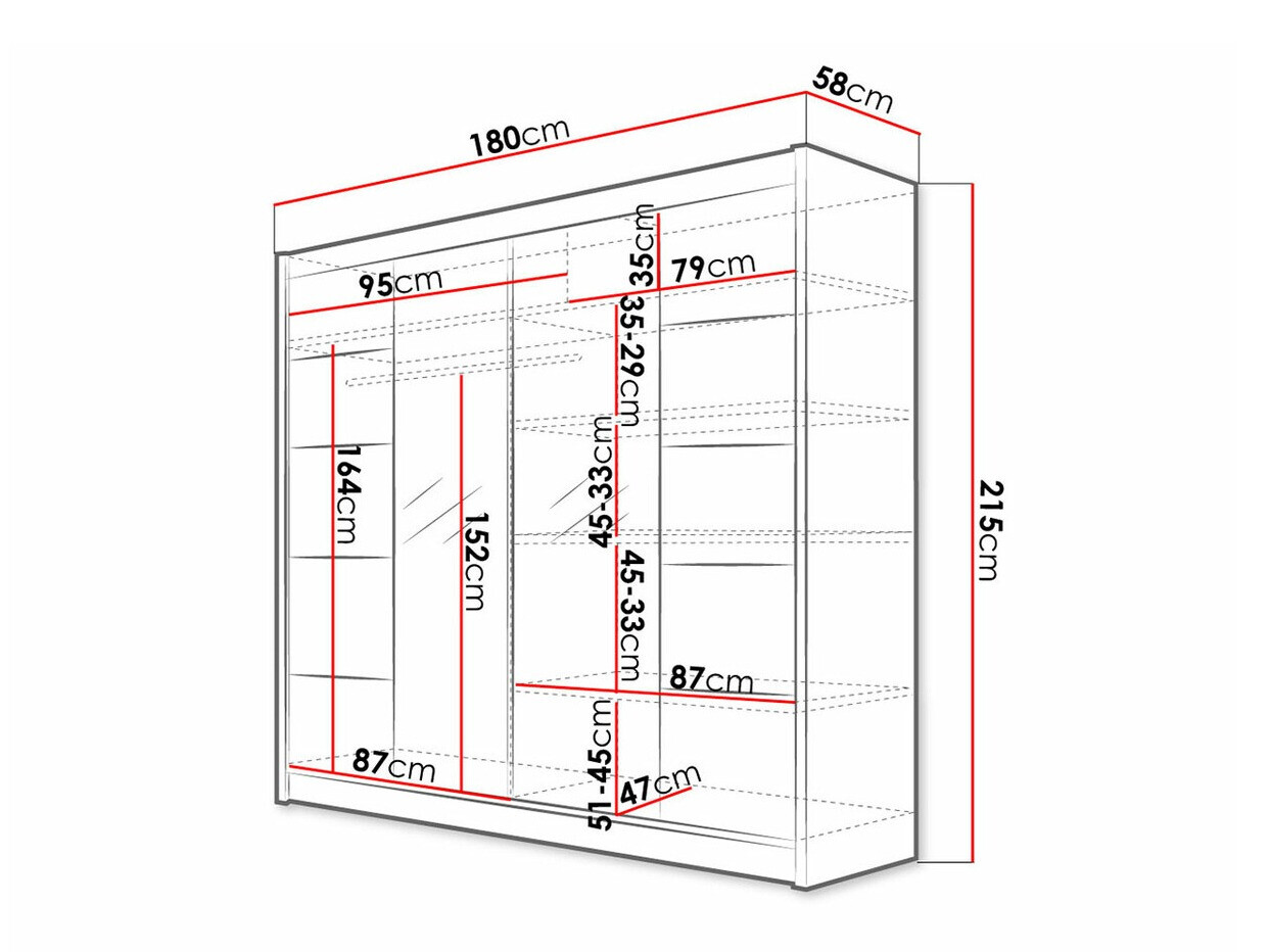 Kledingkast Closico 154 (Zwart + Artisan eiken)