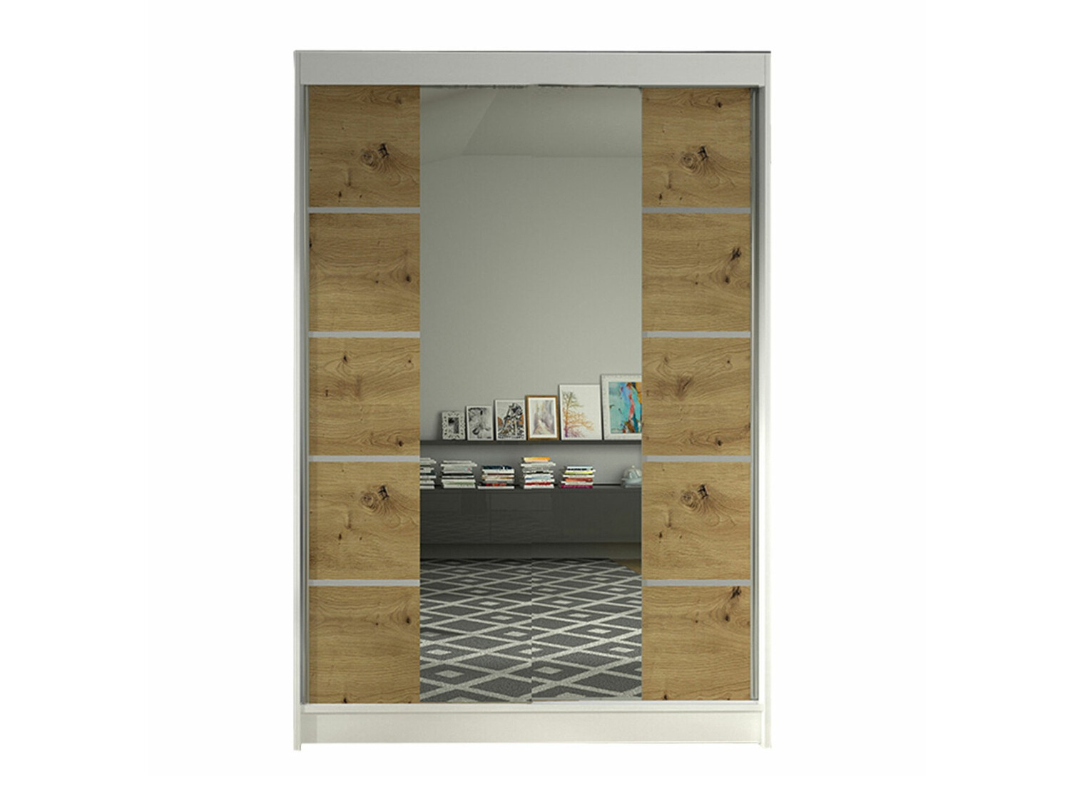 Kledingkast Closico Salvor V (Wit + Artisan eiken)
