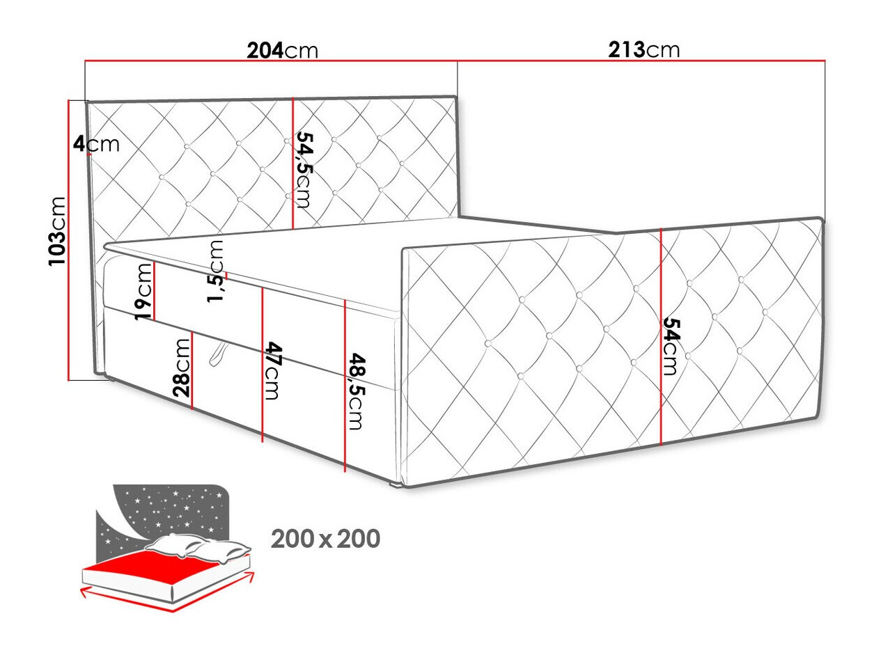 Boxspring Baltimore 158 (Amor Velvet 4303)