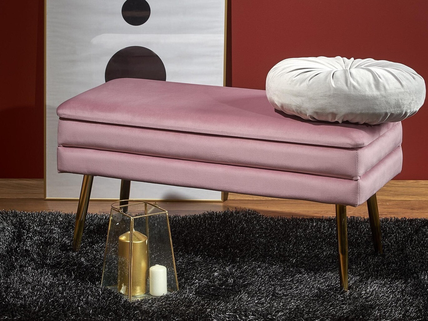 Gestoffeerde bank Houston 1255 (Roze + Gouden)