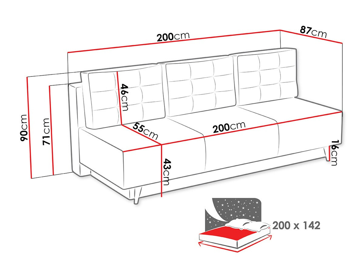 Slaapbank Columbus 140