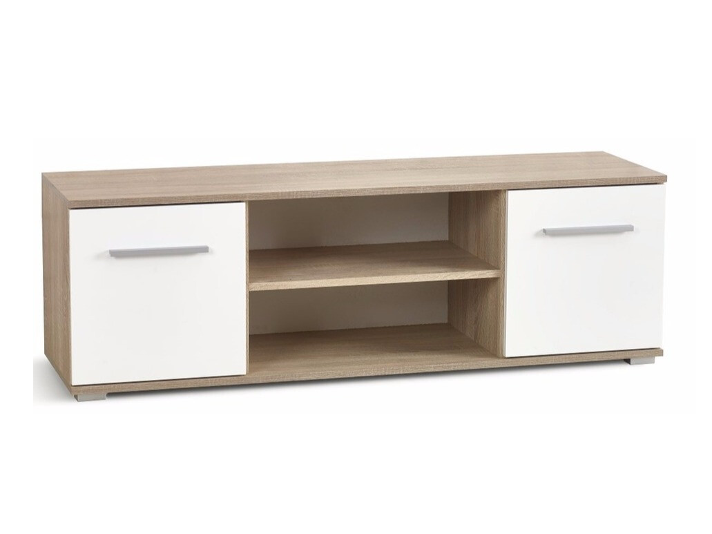 TV-meubel Cirveso 109 (Sonoma eik + Glanzend wit)