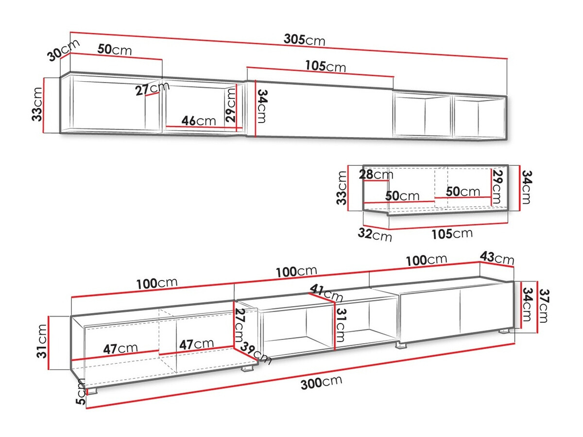 Woonkamerset Tivdalu 146 (Zwart + Glanzend zwart + Artisan eiken)