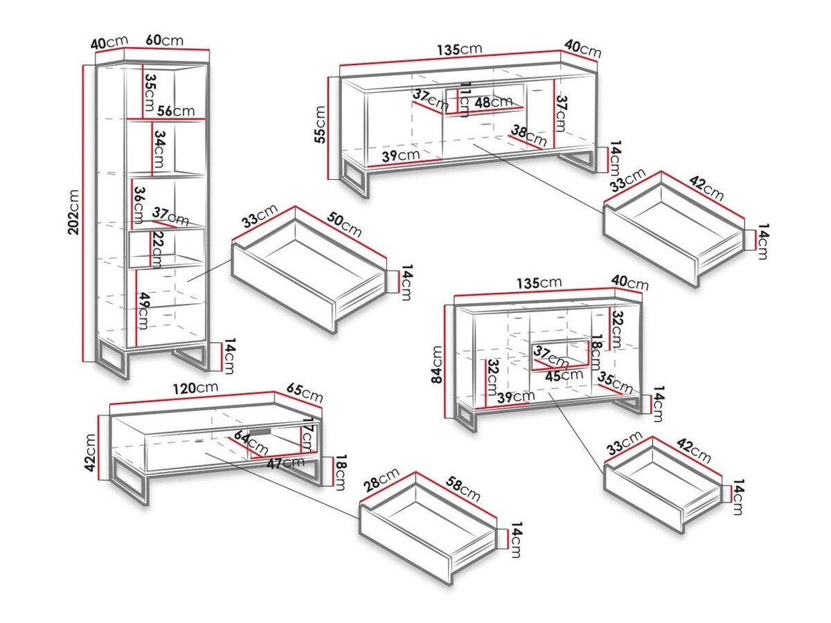 Woonkamerset Baltesi 109 (Artisan eiken + Zwart)