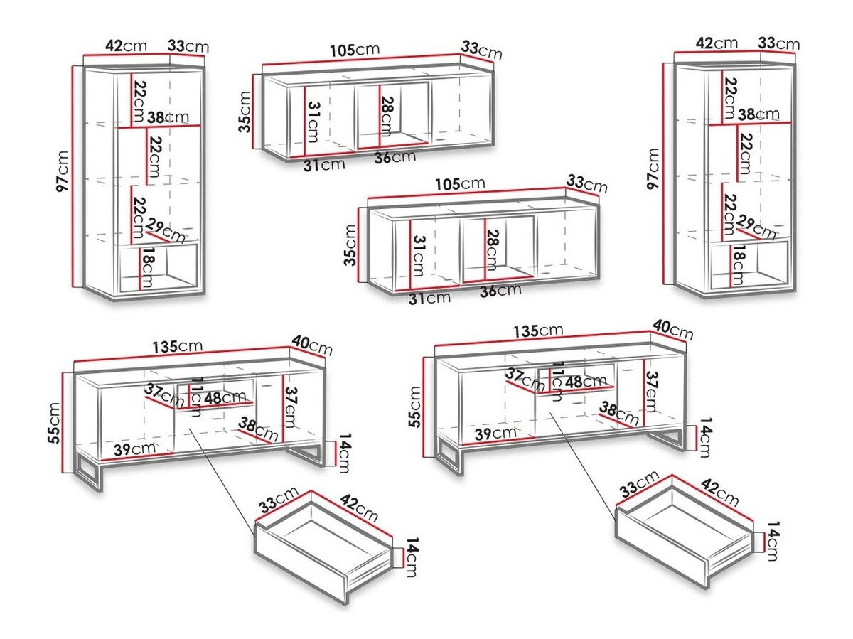 Woonkamerset Baltesi 113 (Artisan eiken + Zwart)