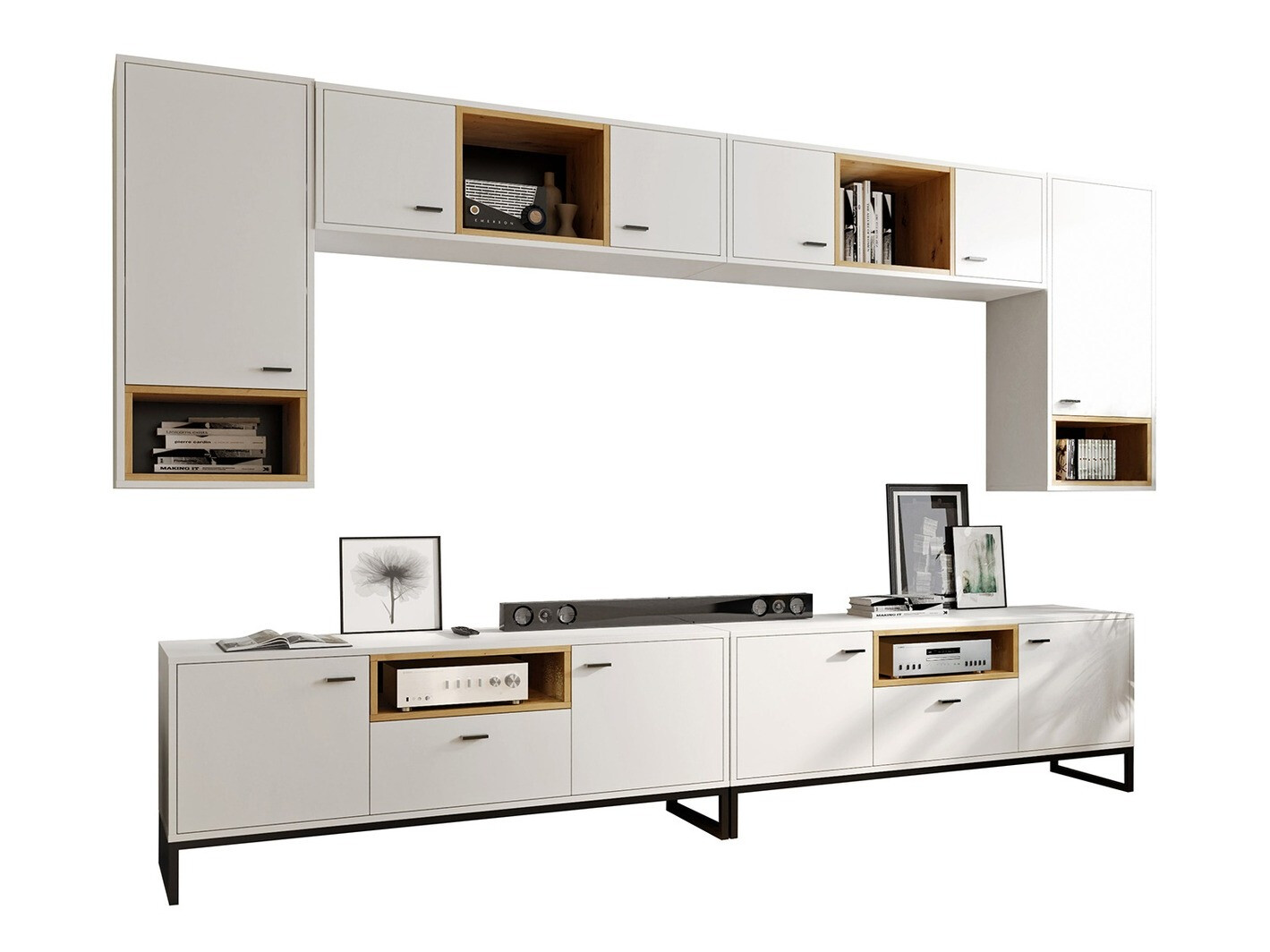 Woonkamerset Baltesi 113 (Wit + Artisan eiken)