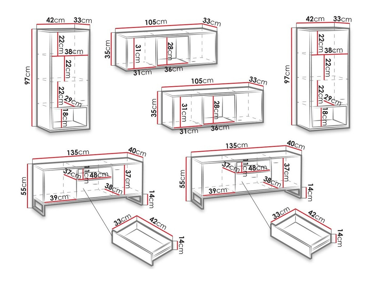 Woonkamerset Baltesi 113 (Wit + Artisan eiken)