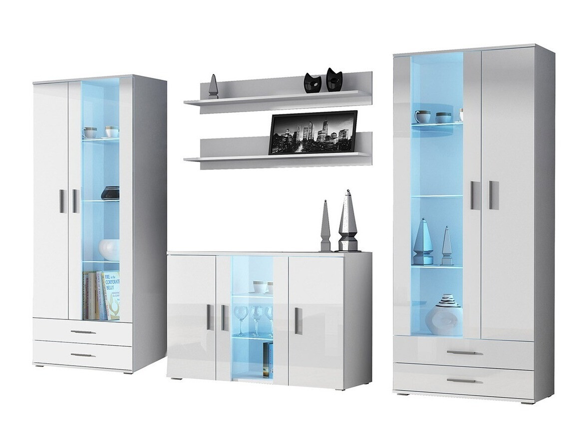 Woonkamerset Tornola 111 (Wit + Glanzend wit)