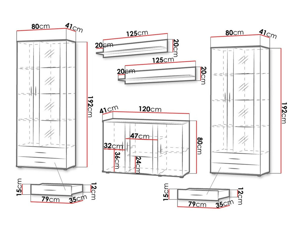 Woonkamerset Tornola 111 (Wit + Glanzend wit)