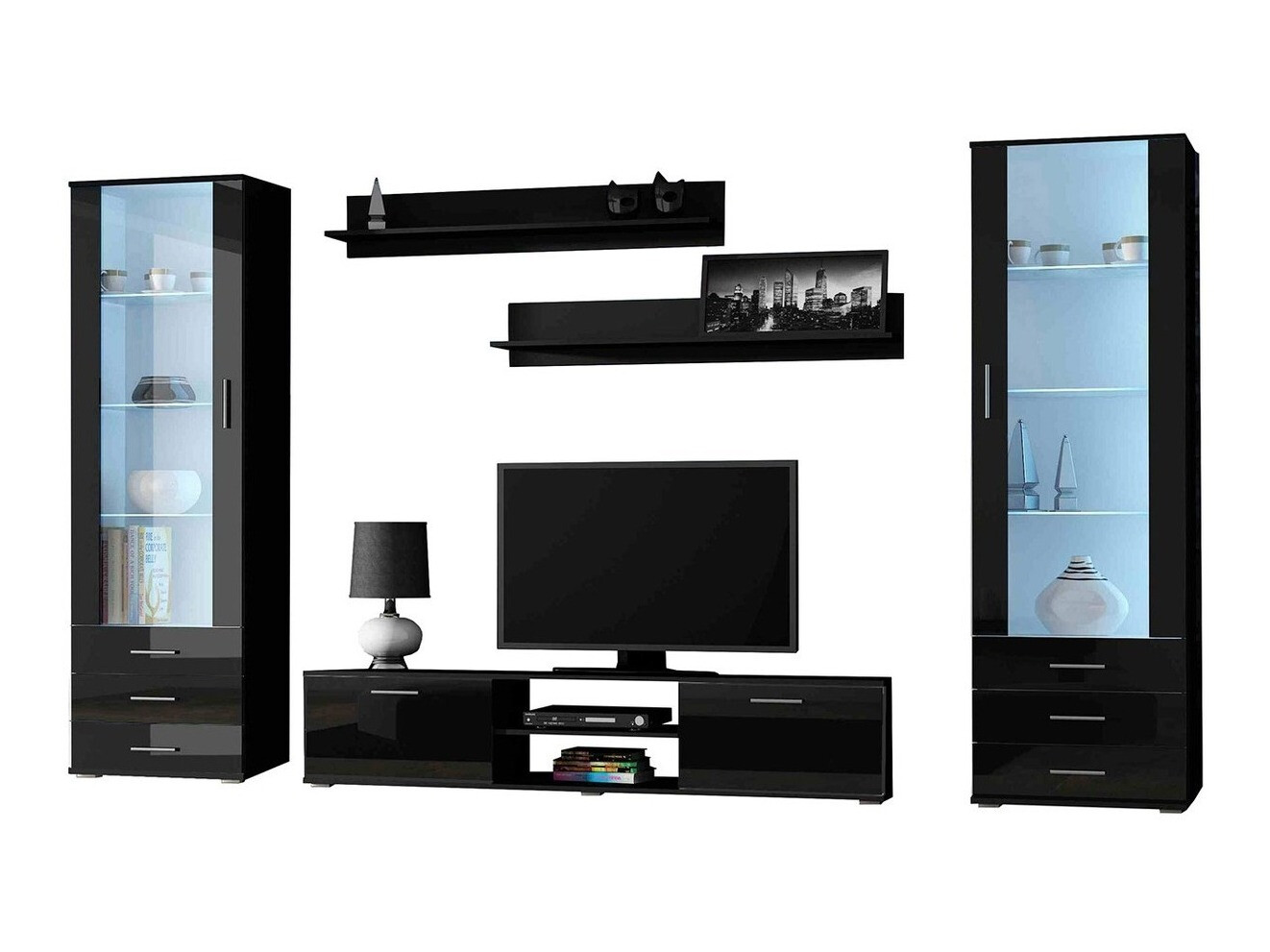 Woonkamerset Tornola 109 (Zwart + Glanzend zwart)