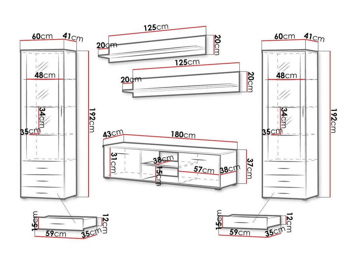 Woonkamerset Tornola 109 (Zwart + Glanzend zwart)
